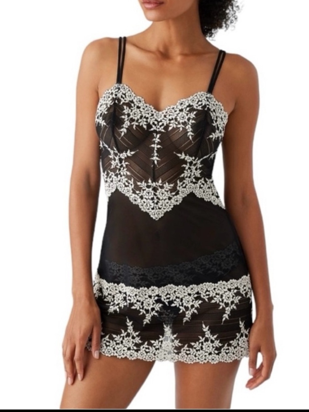 NWOT Wacoal Black and White Jacquard Pattern Slip Dress